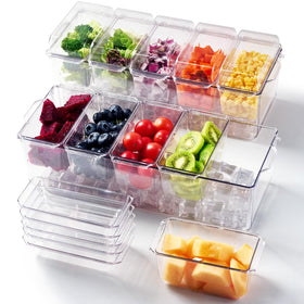 Luckore chilled condiment tray with ice-compartment preserves freshness for appetizers.