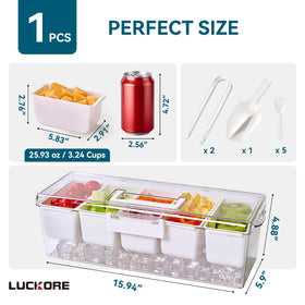 Luckore condiment server with 5 removable containers for organized servings.