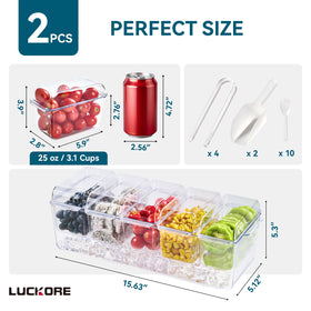 Luckore condiment tray with five removable containers keeps sauces organized and cool.