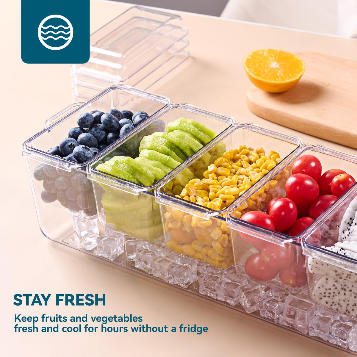 Luckore condiment tray removable lid doubles as extra storage for snacks.