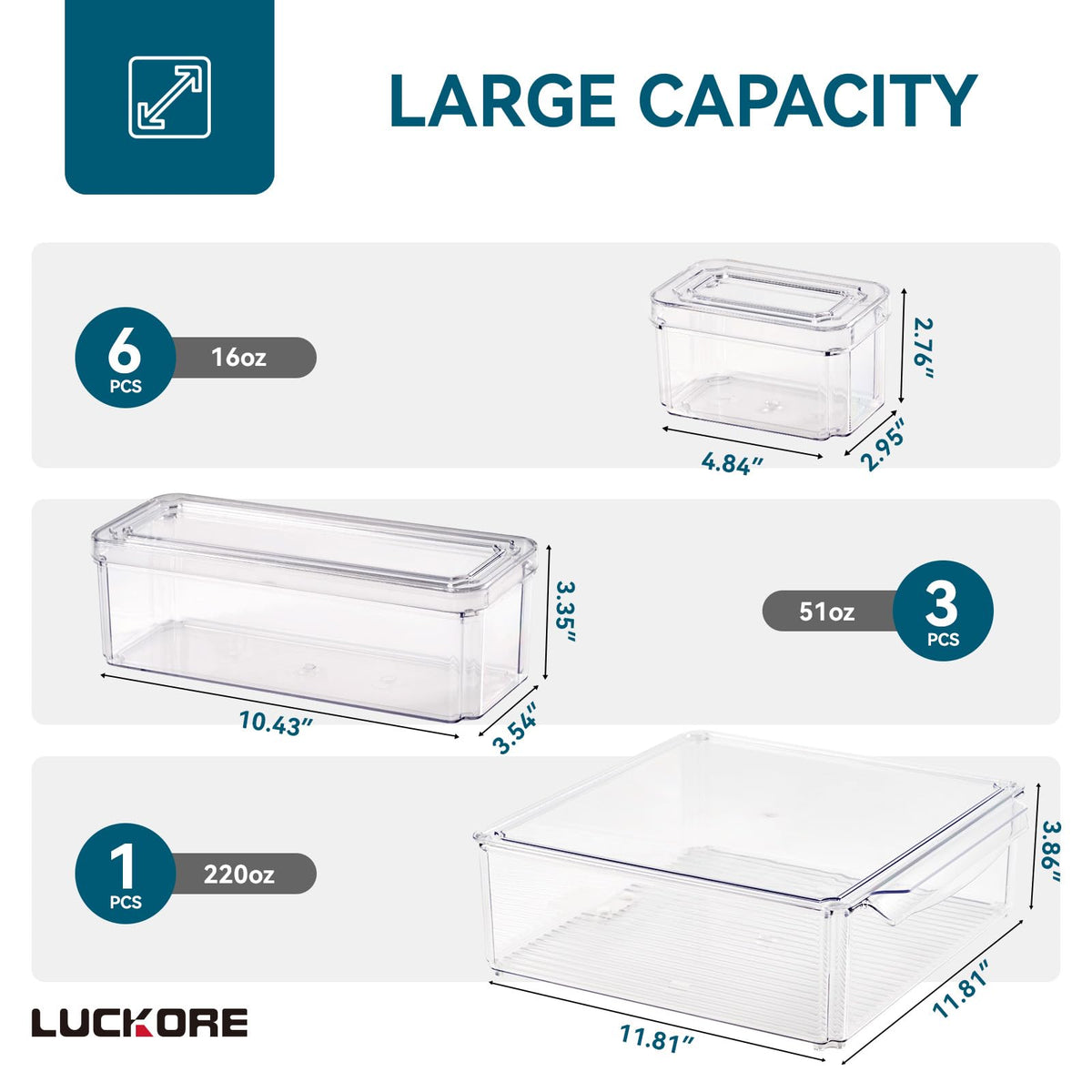 Luckore fridge bin with drip-hole design keeps produce drier and fresher.