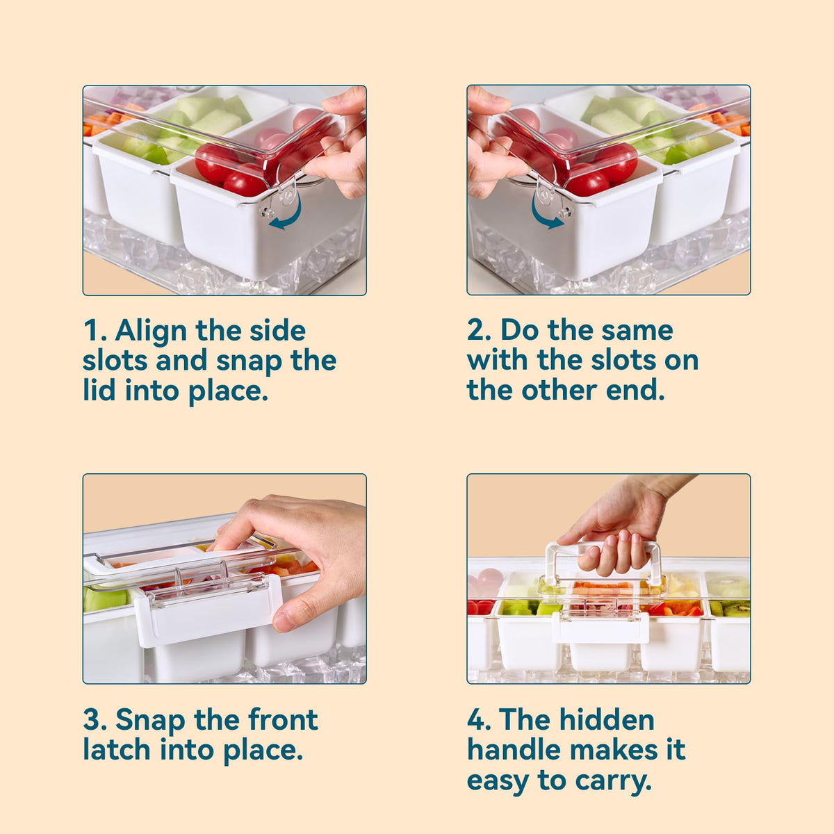 Luckore PET clear serving tray shows contents and ice at a glance.