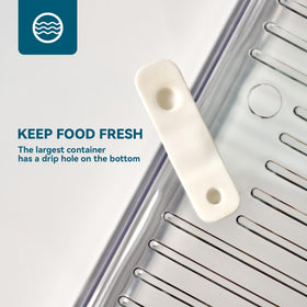 Luckore stackable storage bins in large, medium, and small sizes maximize fridge space.
