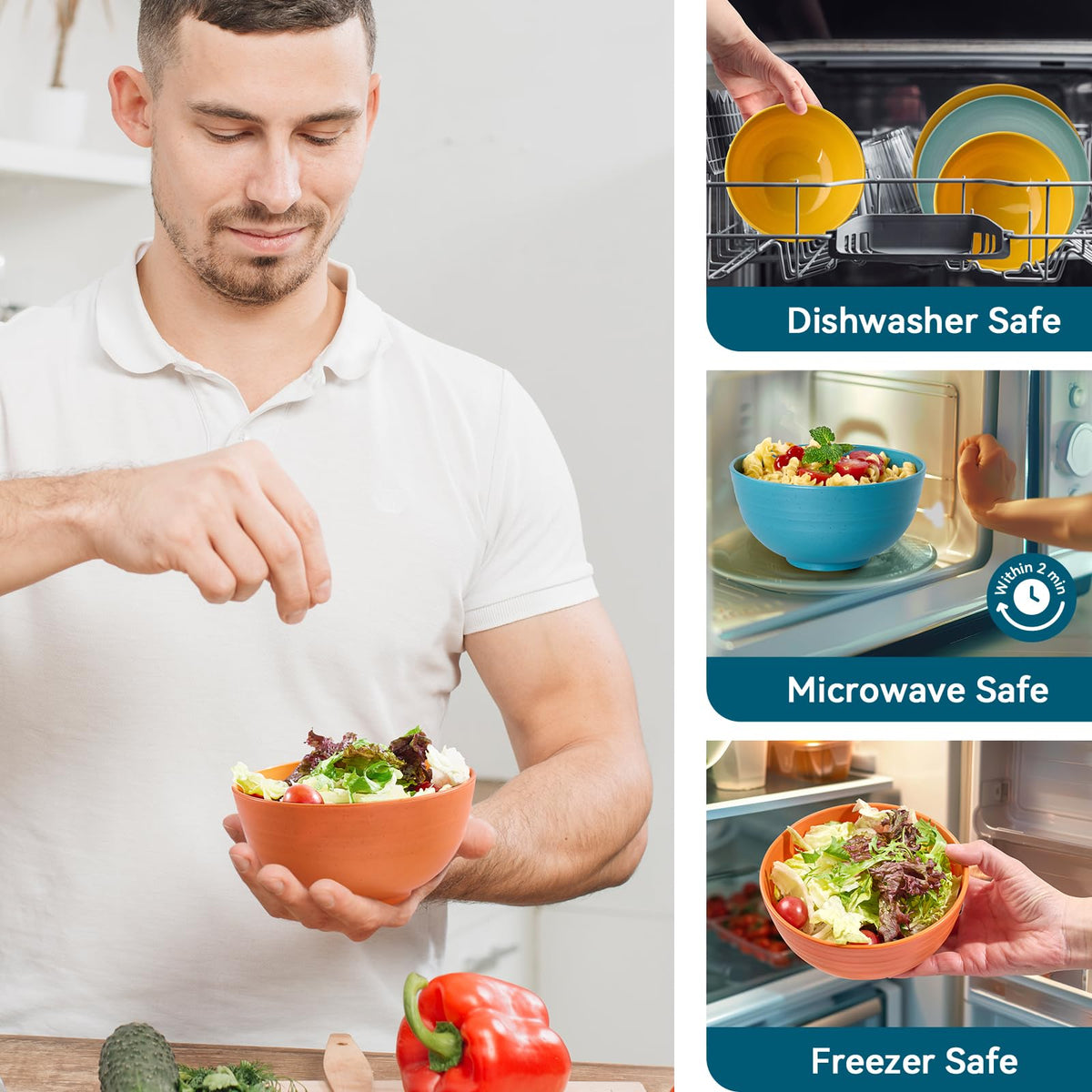 Luckore 16-piece set with microwave-safe plates and bowls.