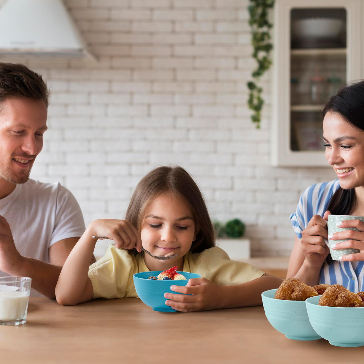 Luckore dinnerware stackable design saves cabinet space.