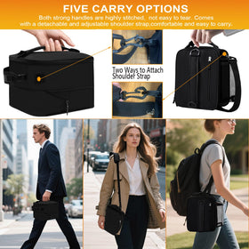 LUCKY CHERRY shoulder strap and handles offer versatile carrying.