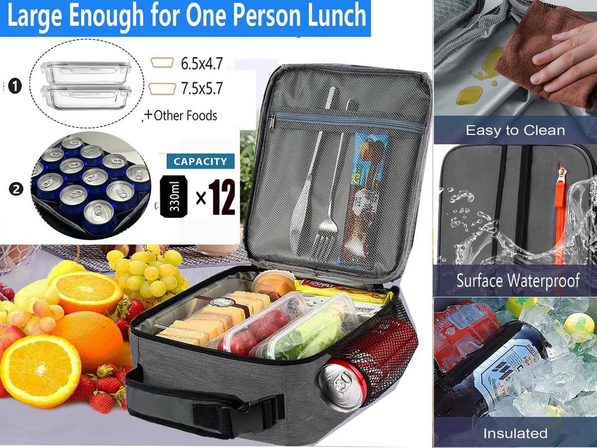 LUCKY CHERRY lunch bag water-resistant polyester for durable daily use