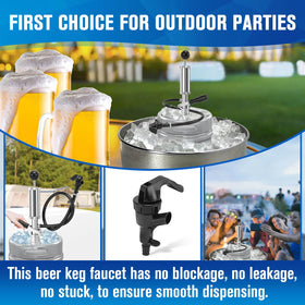 Keg tap used in an ice bucket setting for quick, chilled pours.