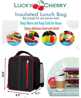 LUCKY CHERRY lunchbox interior shows roomy space for meals and snacks