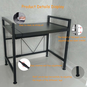 LUCKY KVW microwave rack with 6 hooks for hanging kitchen tools.