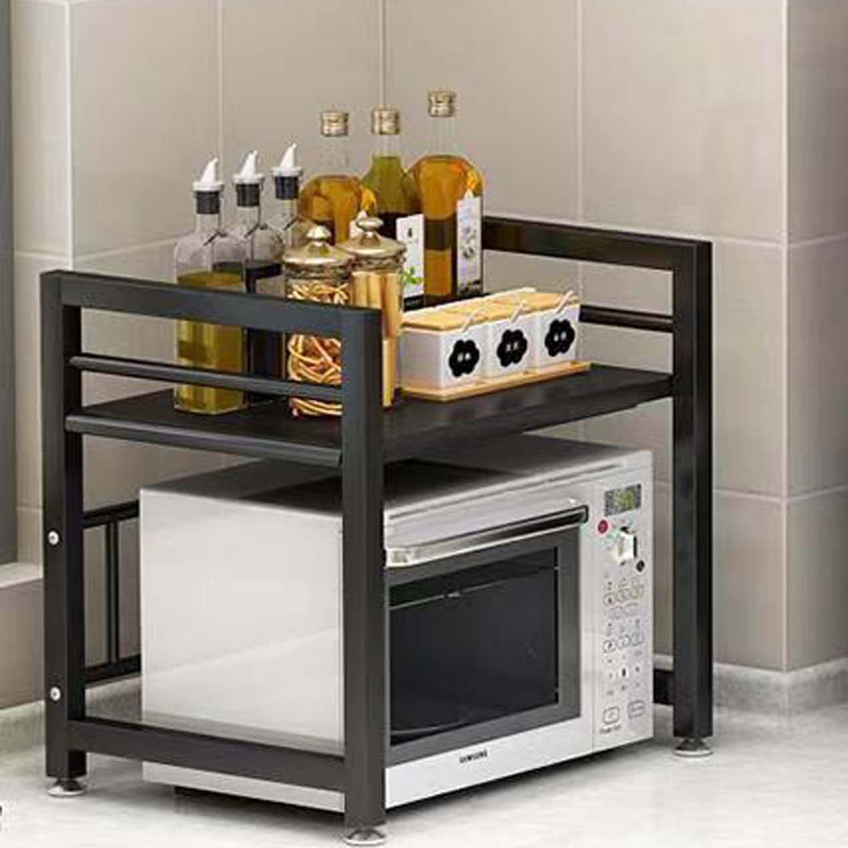 LUCKY KVW microwave rack compact design maximizes storage in small spaces.