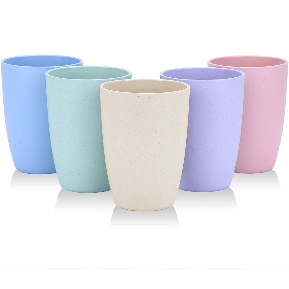 LuckyZone Wheat Straw Cup 12oz set of 5, lightweight and durable for everyday use.