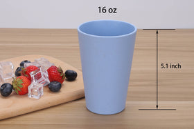 LuckyZone wheat straw cup pink 16 oz, ideal for outdoor picnics and hydration.