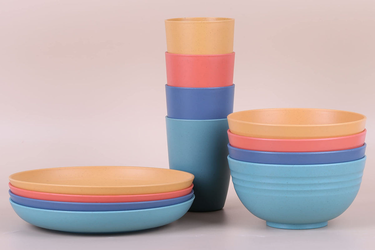 Six-pack LuckyZone wheat straw cups in vibrant color assortment