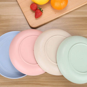LuckyZone 8.8-inch blue wheat straw plate in dishwasher-safe setup for easy cleaning