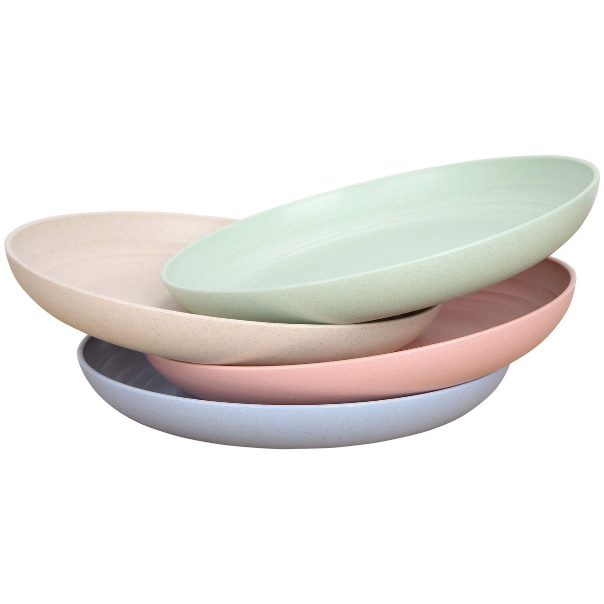 LuckyZone 8.8-inch green wheat straw plate on dinner table, BPA-free and reusable