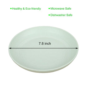 LuckyZone 7.8-inch unbreakable wheat straw plate in blue, sturdy for kids' meals.