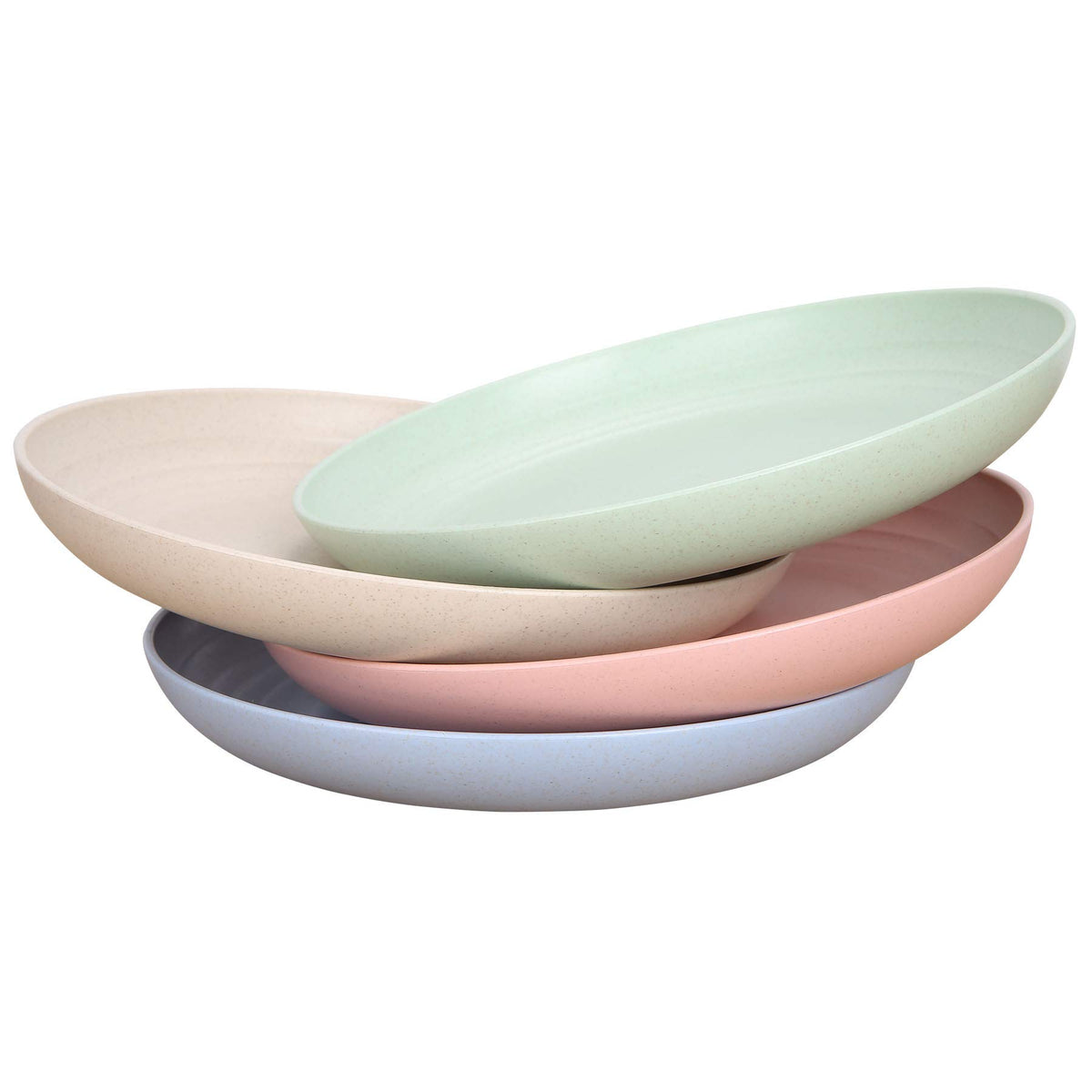 LuckyZone 7.8-inch unbreakable wheat straw plate in green, ideal for family meals.