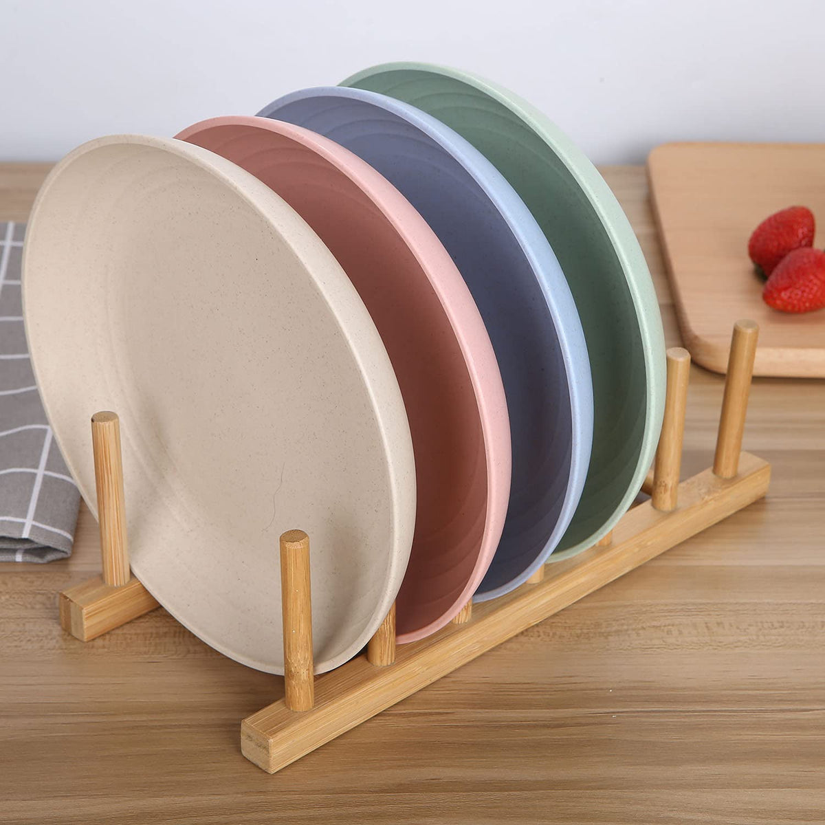 LuckyZone 7.8-inch unbreakable wheat straw plate in pink, lightweight and easy to handle.