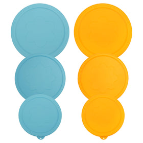 LUVCOSY 1 cup round silicone lid for Pyrex seals tight to prevent spills.