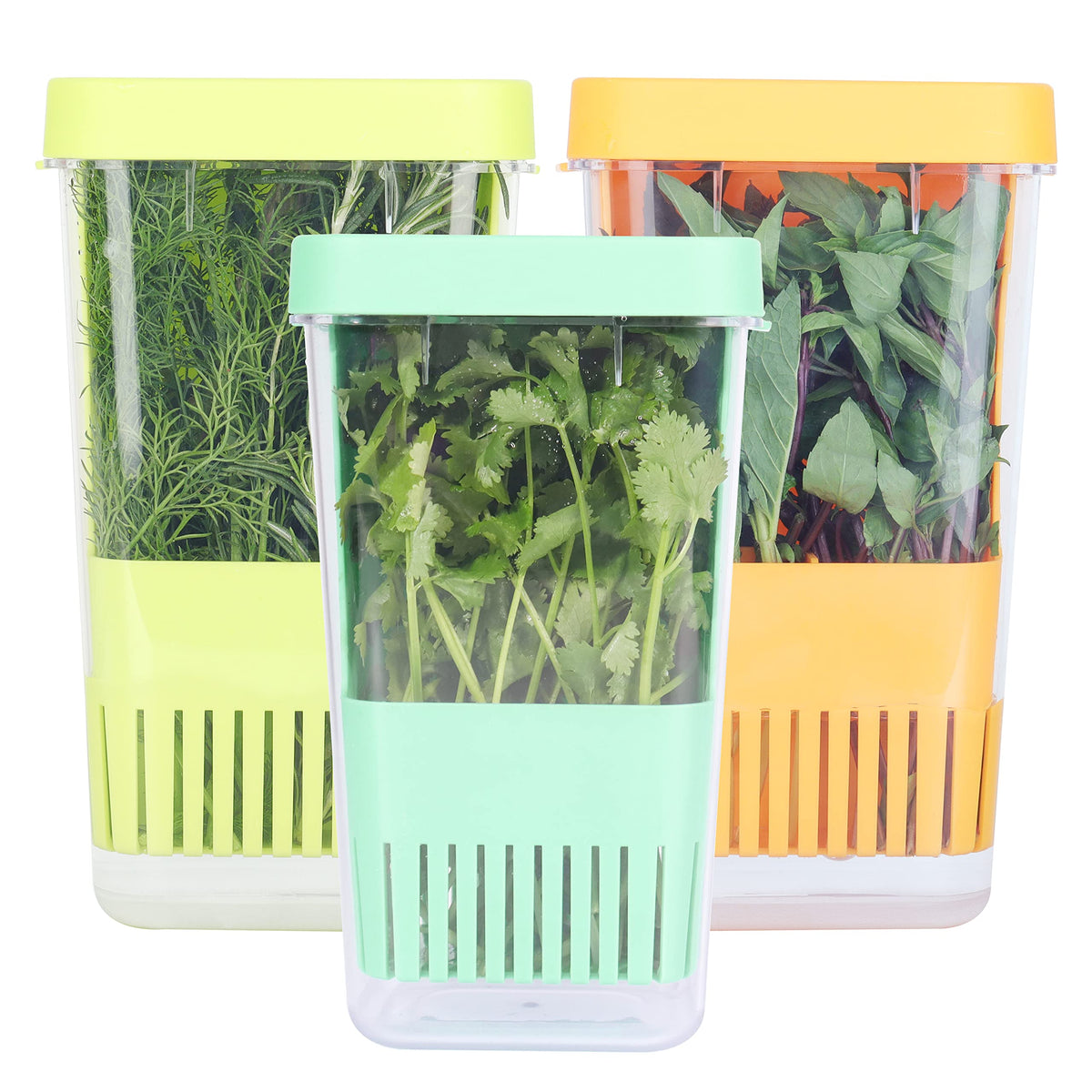 LUVCOSY 3-pack herb keeper keeps cilantro, mint, and parsley fresher in the fridge.