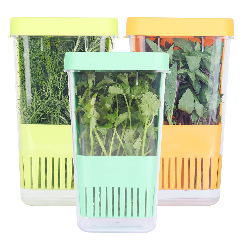 LUVCOSY 3-pack herb keeper keeps cilantro, mint, and parsley fresher in the fridge.