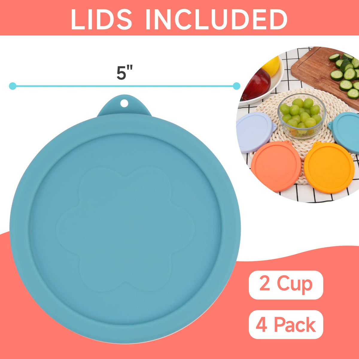 LUVCOSY colorful lids help distinguish leftovers in Anchor Hocking bowls.