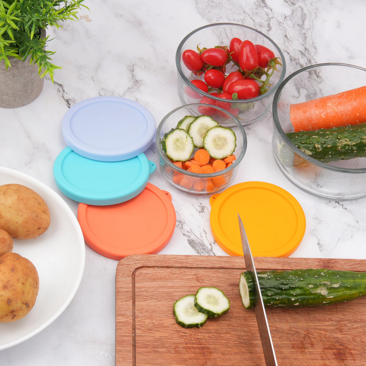 LUVCOSY quick-fit lids simplify meal prep and leftovers.