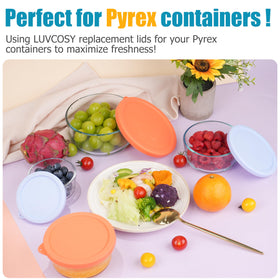 LUVCOSY dishwasher, microwave, freezer safe lid for Pyrex bowls.
