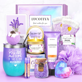 Lucotiya gifts for women box set—curated self-care bundle ideal for birthdays.