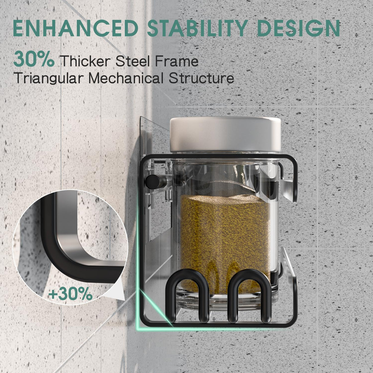 Guardrails on the LUCYCAZ rack prevent spills and bottle drops.