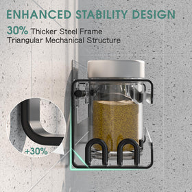 Guardrails on the LUCYCAZ rack prevent spills and bottle drops.