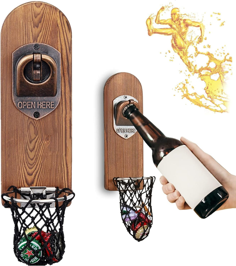 LUCYLANKER wall-mounted beer bottle opener with magnetic cap catcher for neat bars