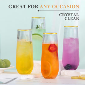 Lueumxc bulk pack 48 stemless flutes; ideal for large weddings and catering
