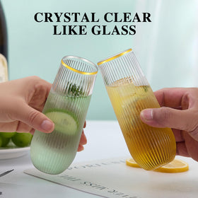 Lueumxc clear plastic cocktail cups with gold rim; adds subtle sophistication to toasts