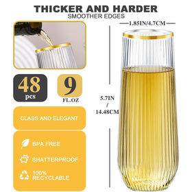 Lueumxc gold rim stemless plastic champagne flute; disposable elegance for celebrations