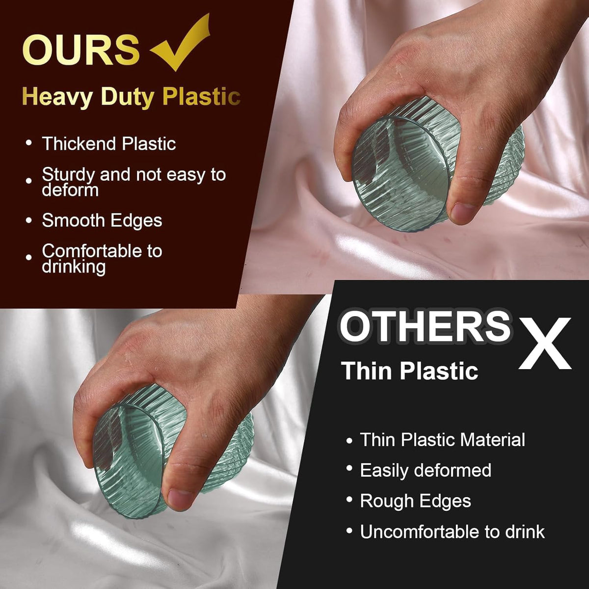 Lueumxc stemless plastic wine glass for casual dinners and events.