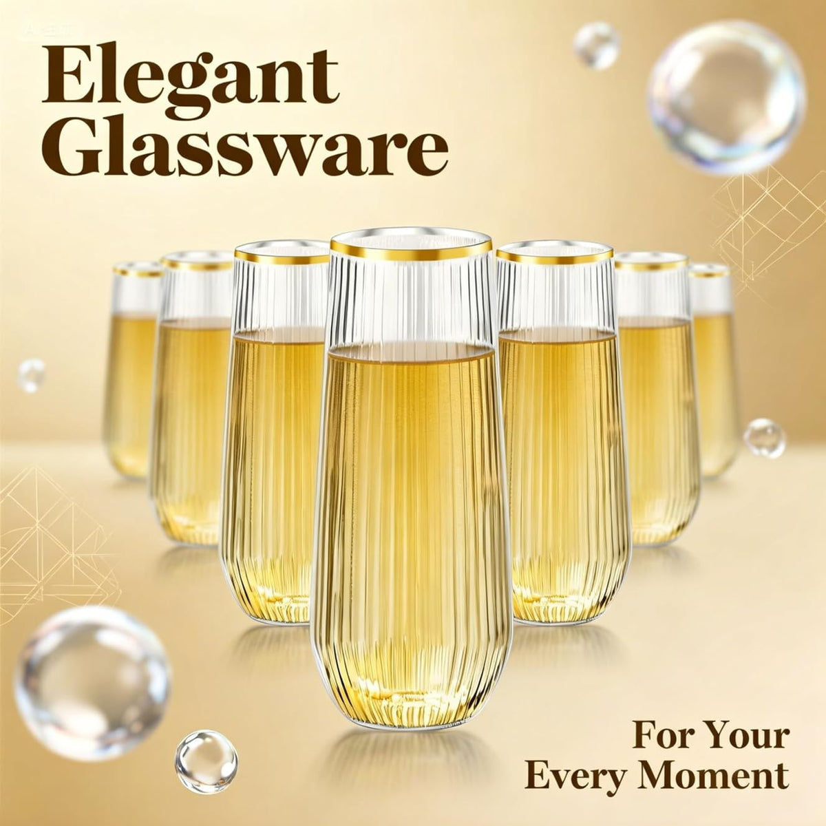 Lueumxc unbreakable stemless flutes; reliable for outdoor venues and poolside parties