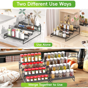 LUHENPING two-pack spice rack fits multiple areas in kitchen or vanity.
