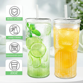 Luiaiog borosilicate glass coffee cups with lids for durable, heat-resistant daily use.
