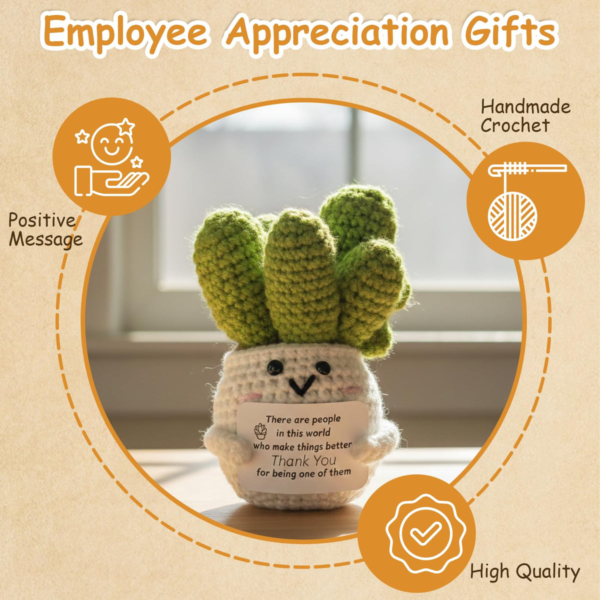 LUICONMO crochet succulent adds warm desk charm with maintenance-free appeal.