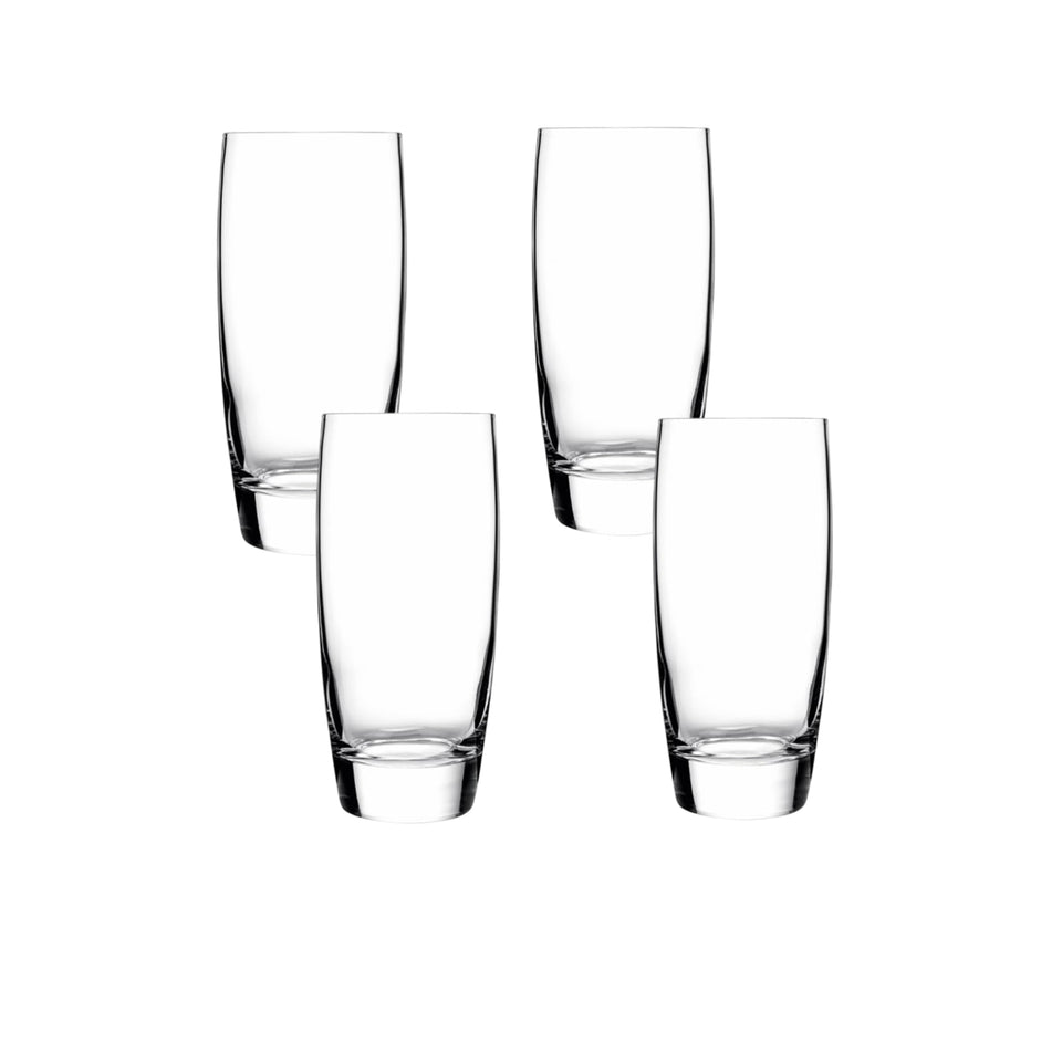 Luigi Bormioli Michelangelo 20oz beverage glasses offer crystal clarity for water and iced tea.