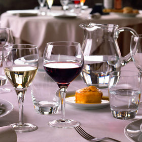 Luigi Bormioli Michelangelo dishwasher-safe glass simplifies cleanup after entertaining.