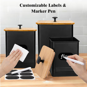 LUKMILEE chalkboard labels and marker set to customize contents and dates.
