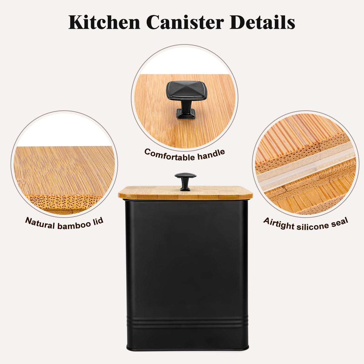 LUKMILEE matte canisters with wood lids suit farmhouse or modern kitchens.
