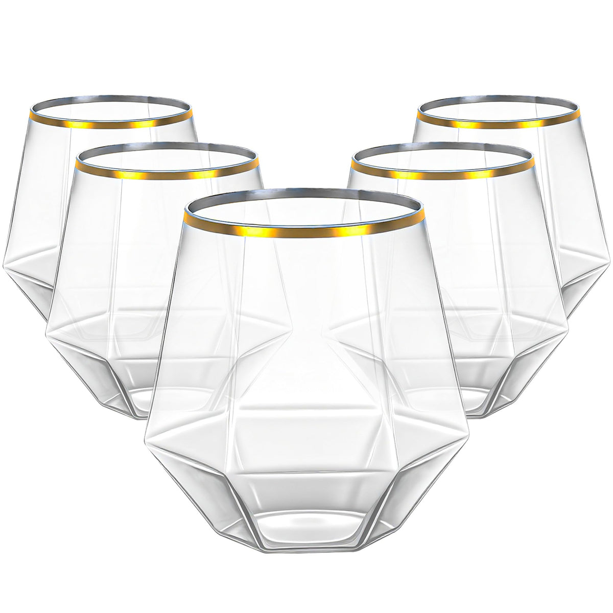 Lullaby 40-piece plastic wine glasses with gold rim for elegant disposable entertaining