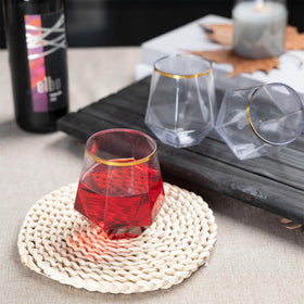 Lullaby wedding tableware elevates occasions with clear plastic and refined rims