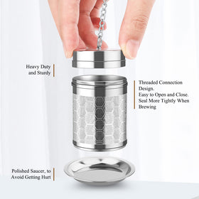 Extended 4.7-inch chain fits most mugs and teapots.