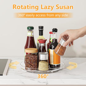 Lulltou 4-pack 9-inch clear lazy Susan for pantry organization.
