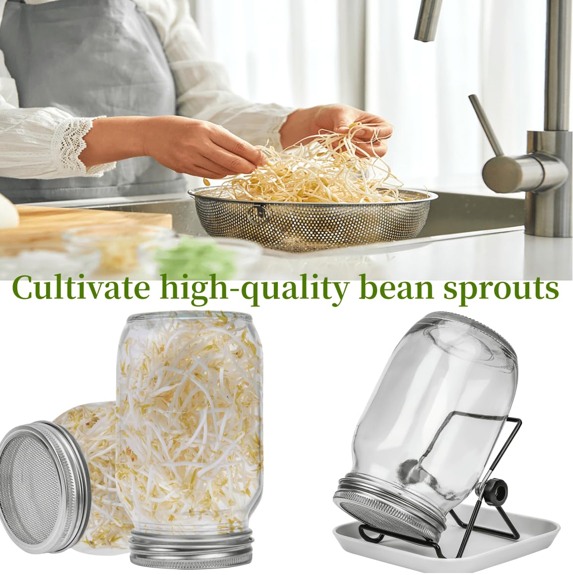 Lulonpon One Sprouting Jar Kit scrub brush simplifies cleaning after sprouting.